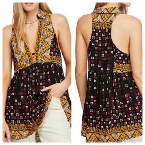 Free People Charlotte Mixed Print Racerback Tunic S